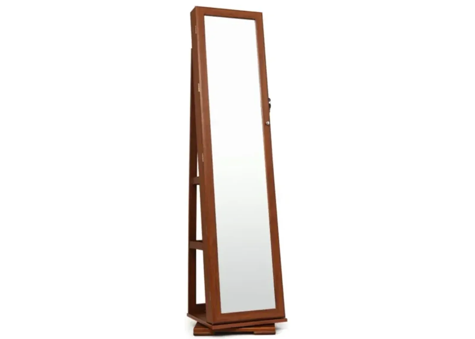 Hivvago 360Â° Rotatable 2-in-1 Lockable Jewelry Cabinet with Full-Length Mirror