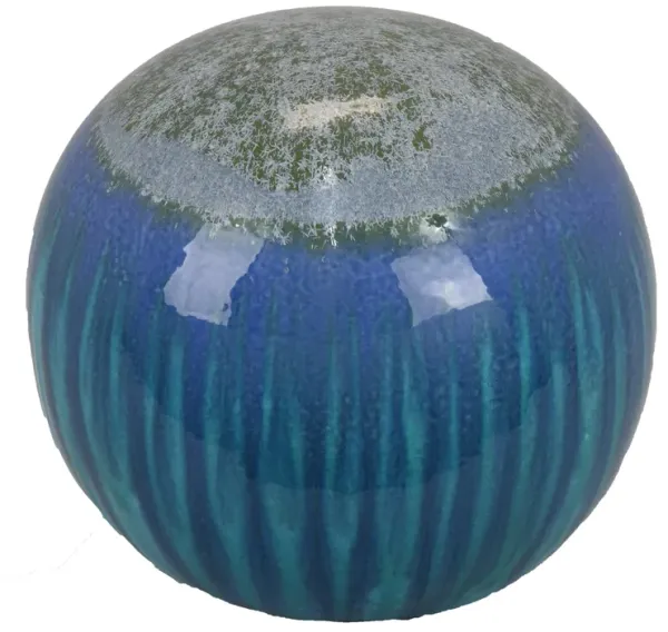 Mary Tabletop Accent Decor, Modern Round Orb, 12 Inch Blue Ceramic - Benzara