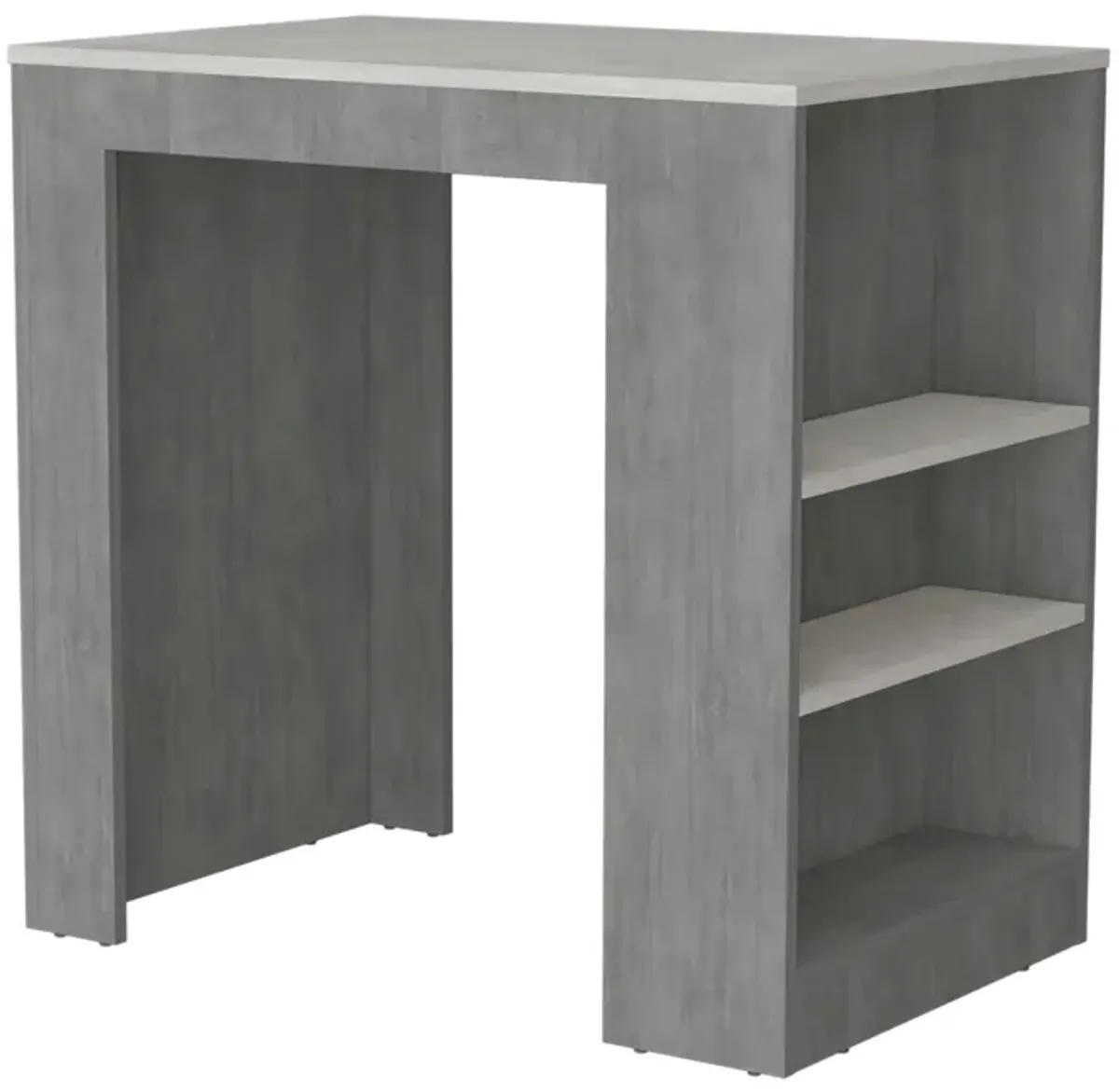 Portree Kitchen & Dining room Island with 3-Side Shelves -Concrete Gray / Ibiza Marble