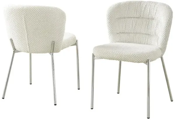 Cream Fluffy Fabric With Silver Base, Set Of 2