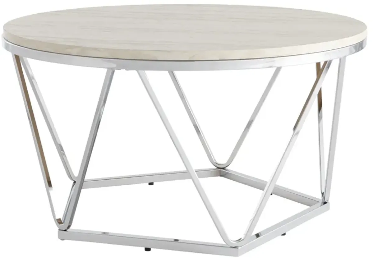 Hivvago 33" Silver Manufactured Wood And Metal Round Coffee Table