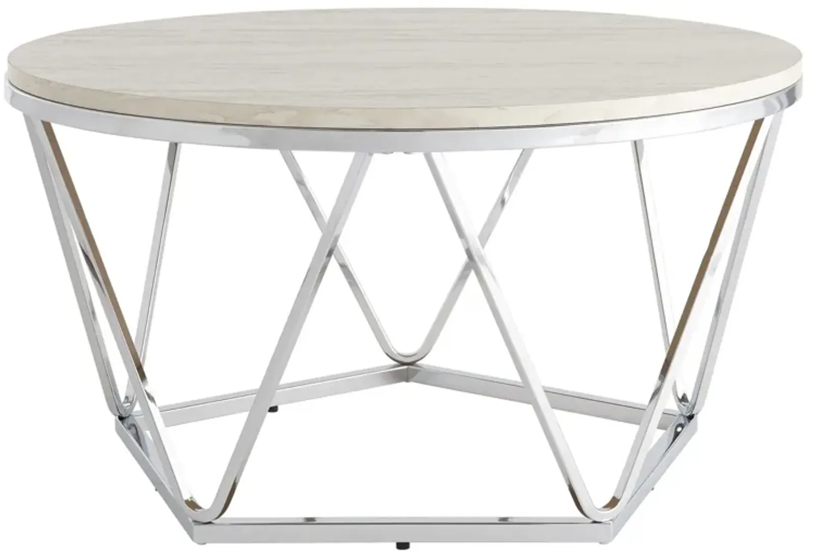 Hivvago 33" Silver Manufactured Wood And Metal Round Coffee Table