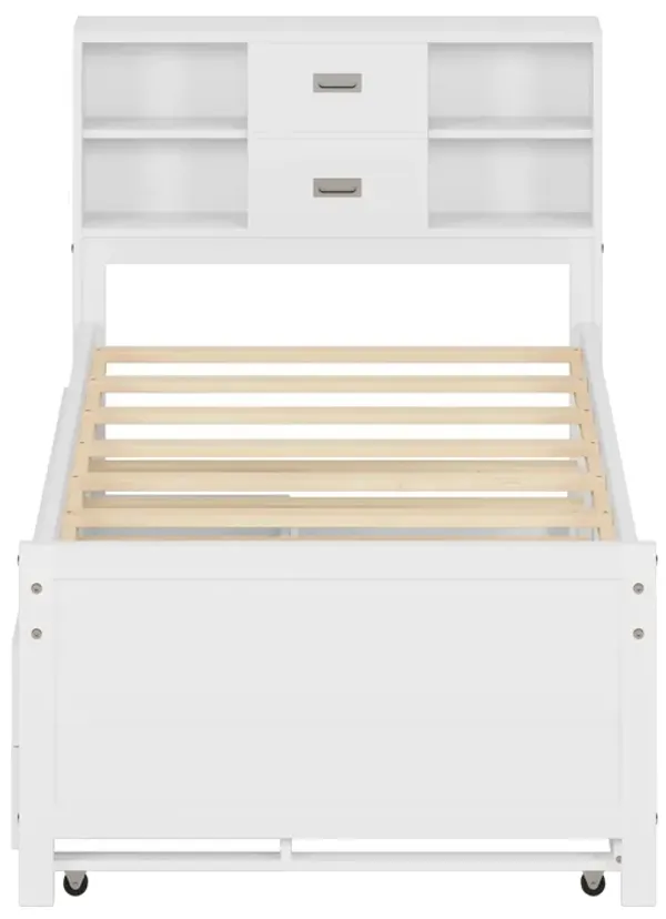 Merax Captain Bed with Storage Bookcase Headboard