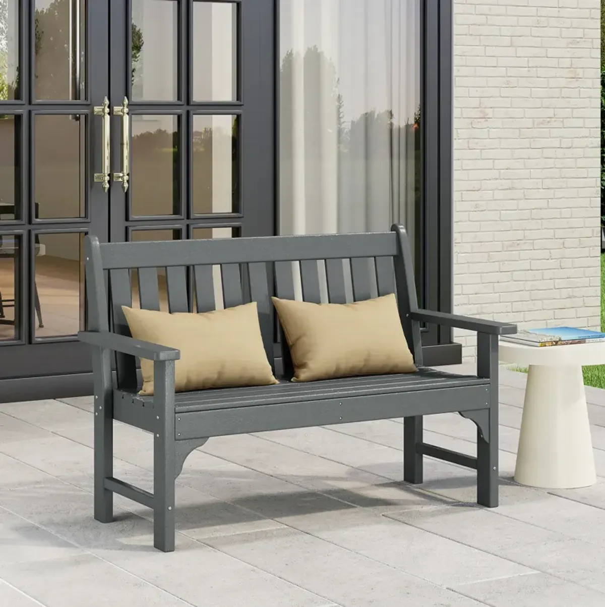 WestinTrends Outdoor 2-Person All-Weather HDPE Front Porch Garden Bench