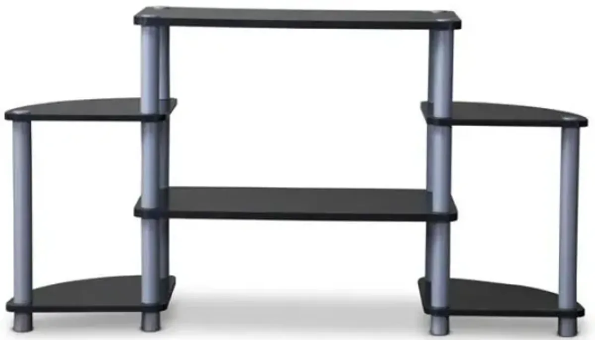 Baxton Studio Orbit Black and Silver 3-Tier TV Stand