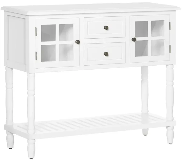 White Hallway Storage: Vintage Console Table with Drawers
