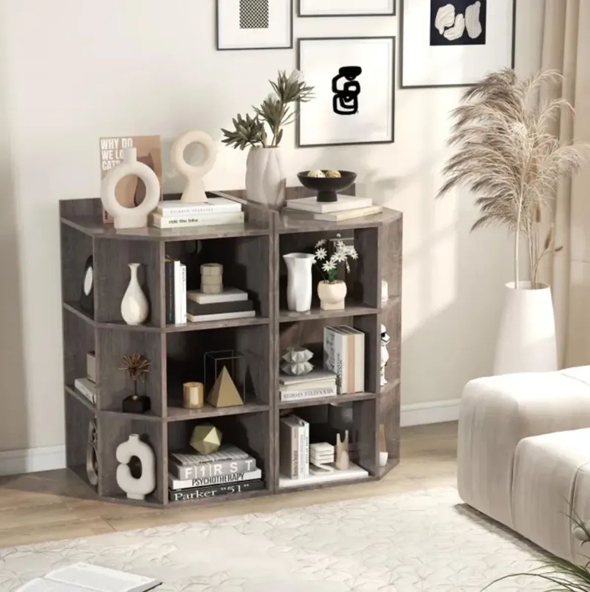 3-Tier Corner Cabinet with Charging Station for Bedroom