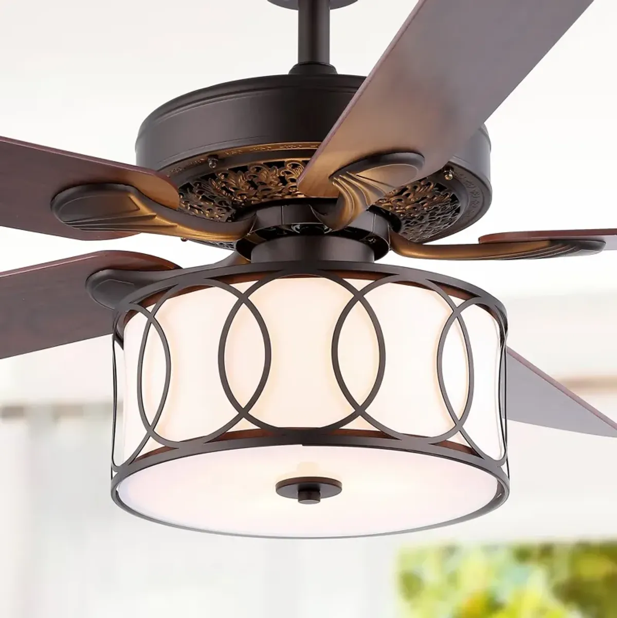 Circe Transitional Glam Drum Shade LED Ceiling Fan with Remote