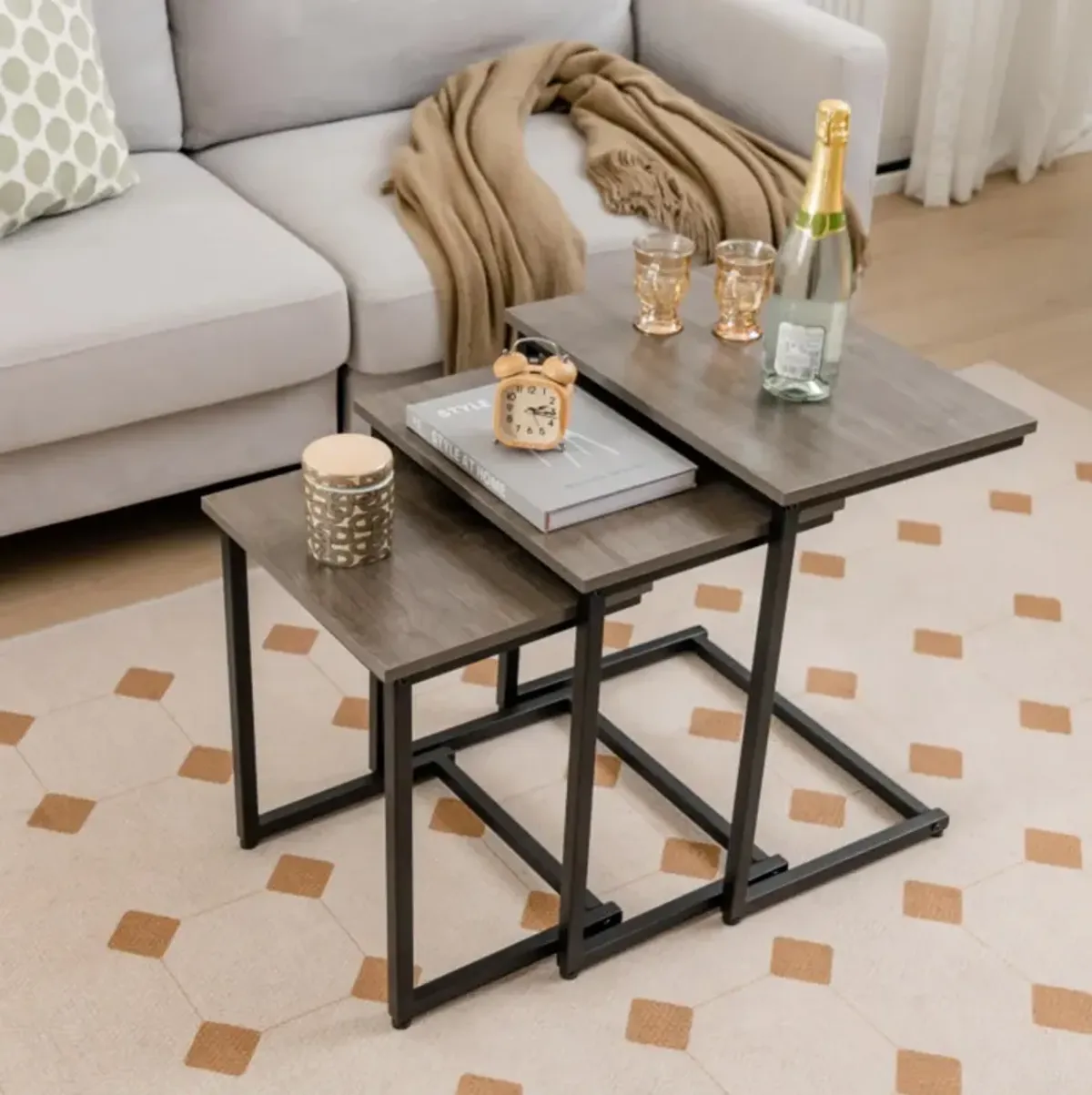 Hivvago 3 Pieces Multifunctional Coffee End Table Set