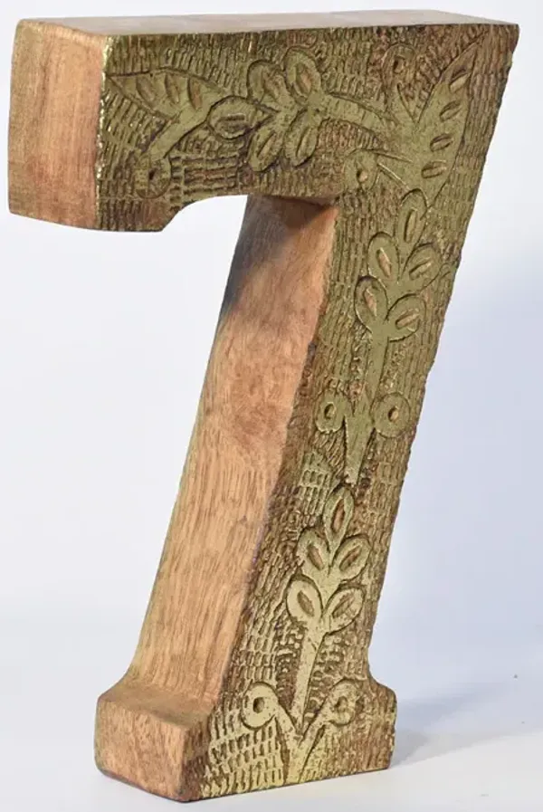 Vintage Natural Gold Handmade Eco-Friendly "7" Numeric Number For Wall Mount & Table Top Décor