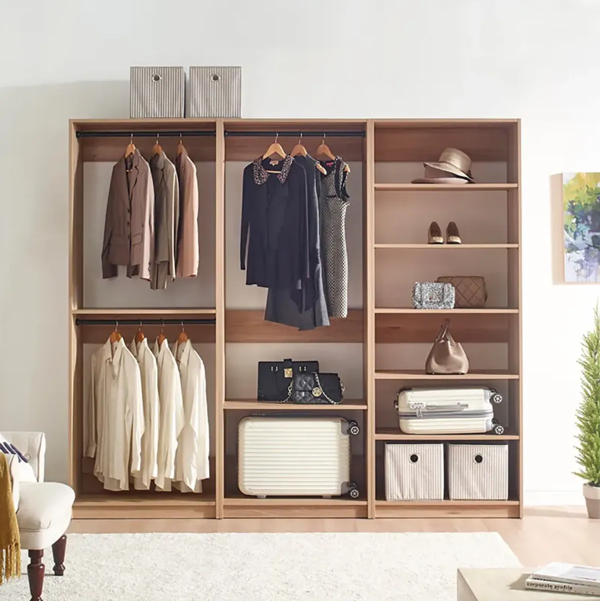 Prosper Oak Freestanding Walk in Wood Closet System