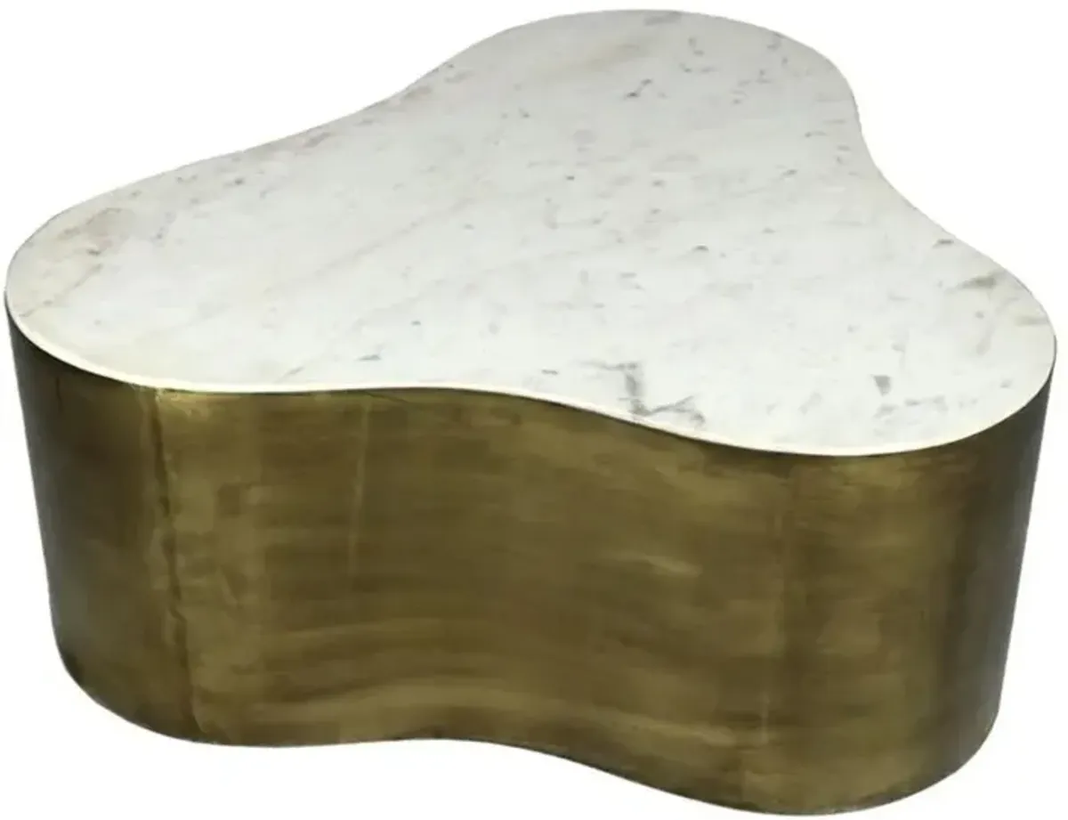 Kendall Cocktail Table With Marble Top on Brass Tone Iron Base