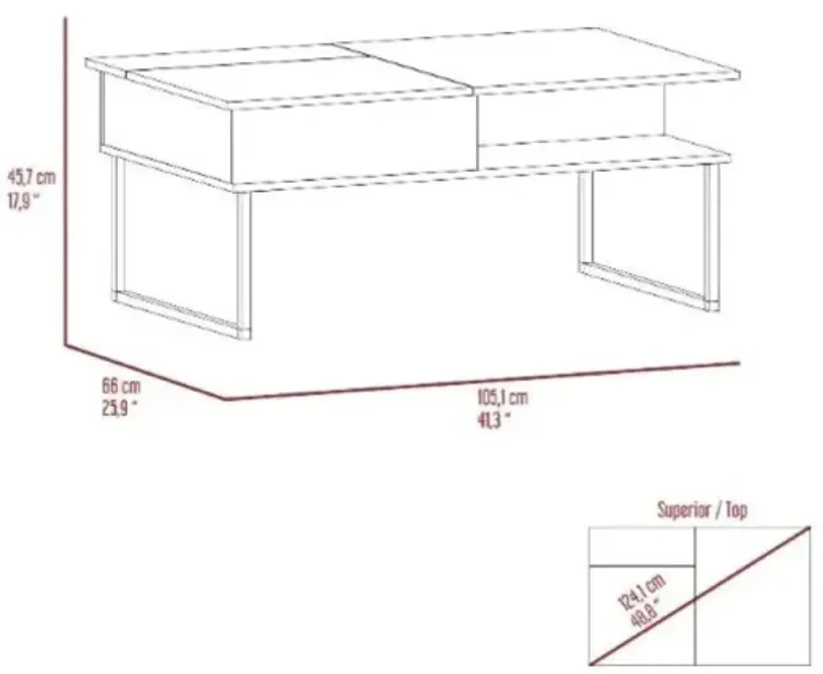 Homezia 41" Onyx And Carbon Manufactured Wood Rectangular Lift Top Coffee Table