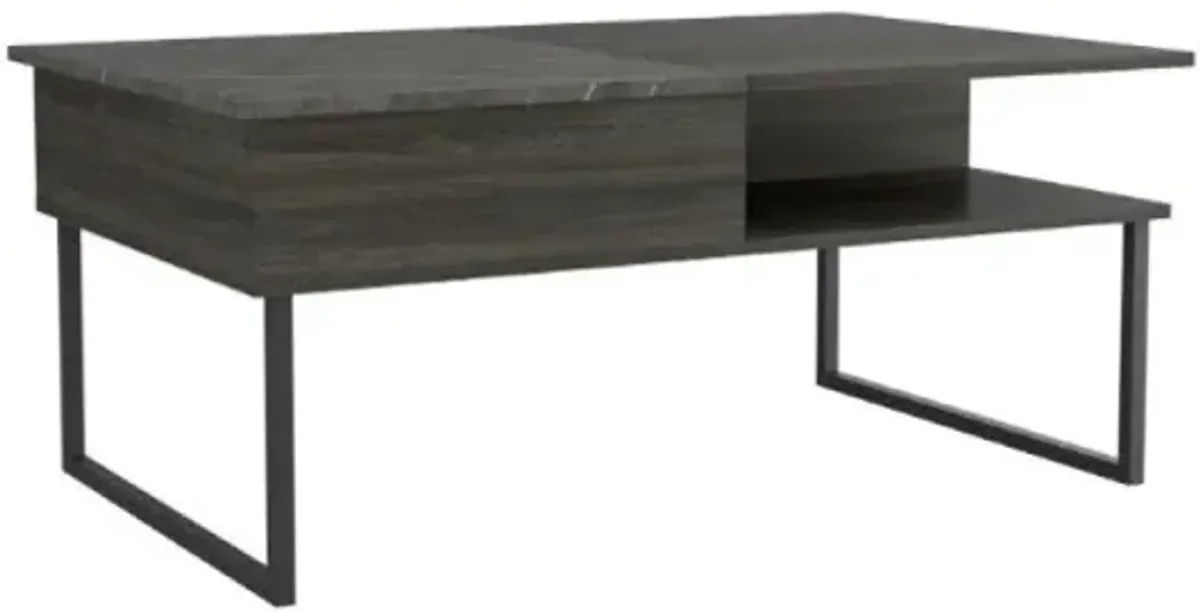 Homezia 41" Onyx And Carbon Manufactured Wood Rectangular Lift Top Coffee Table