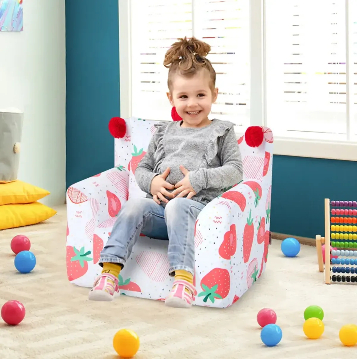 High-density Padding Kids Sofa with Armrest and Extra Pilow