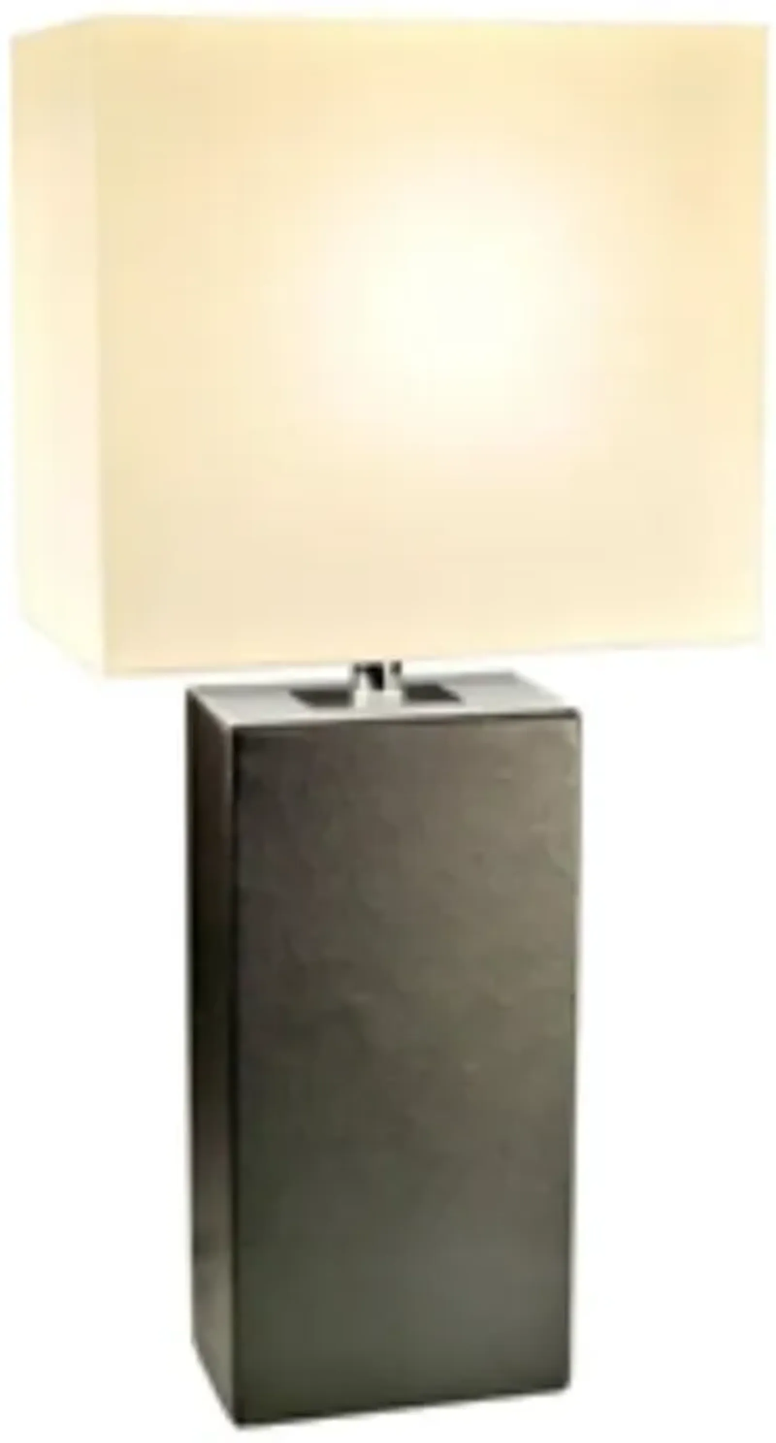 Hivvago Contemporary Black Leather Table Lamp with White Fabric Shade