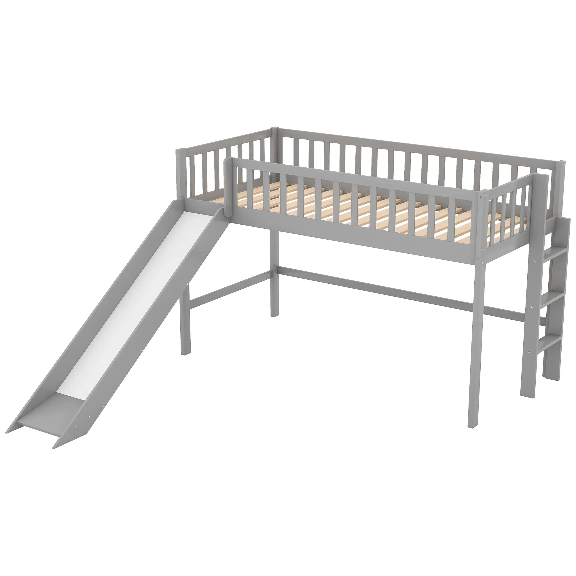 Merax  Low Loft Bed with Ladder and Slide