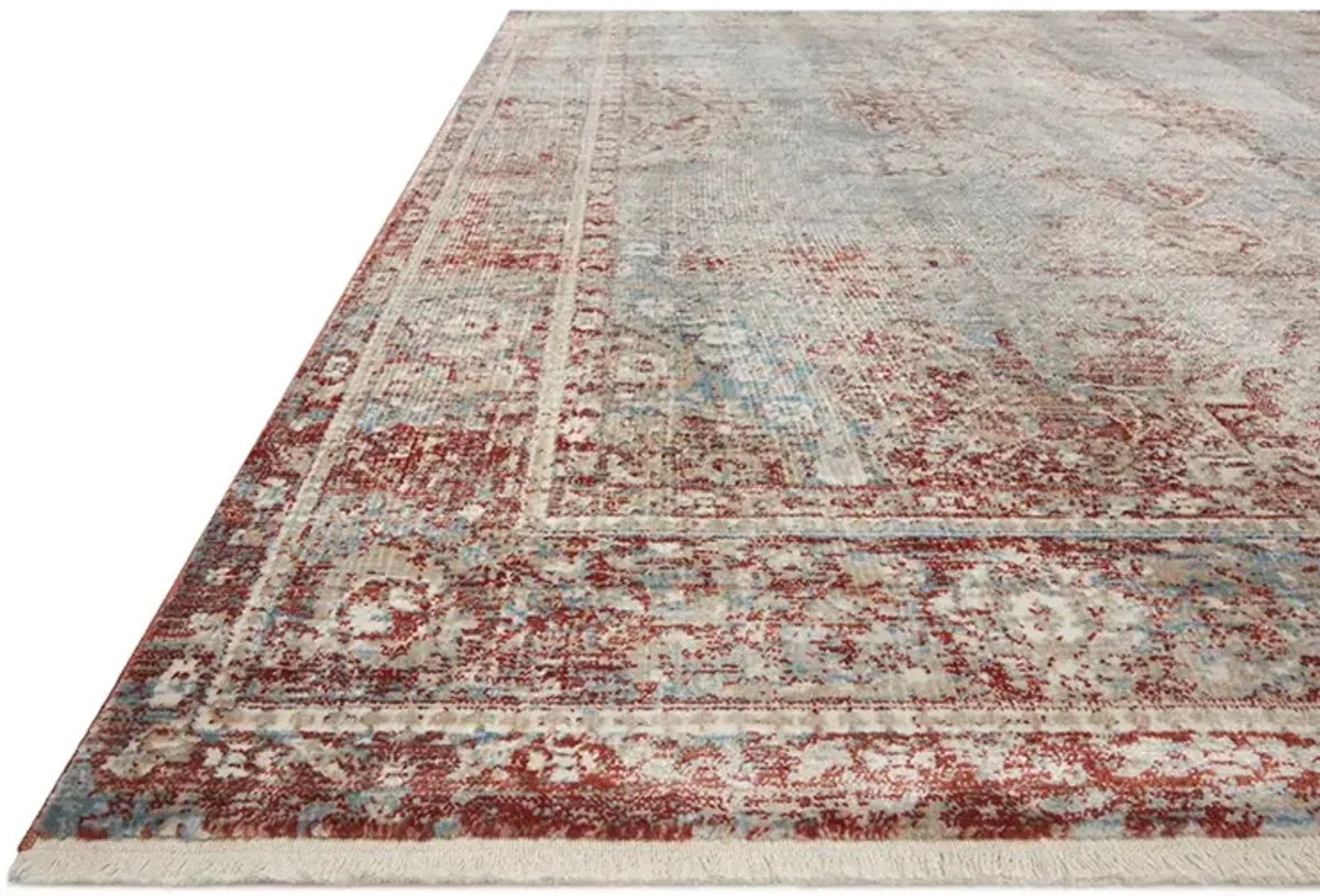 Elise ELI04 Sky/Red 3'4" x 6'5" Rug