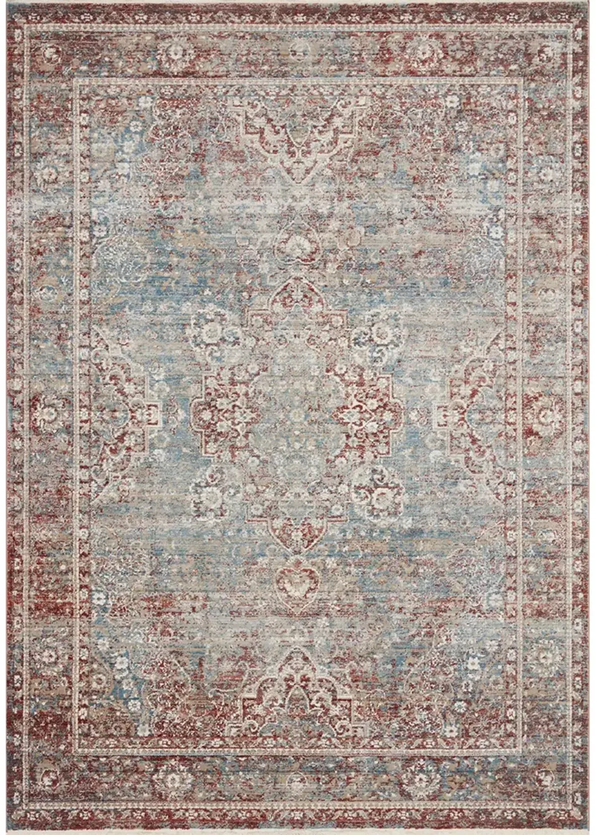 Elise ELI04 Sky/Red 3'4" x 6'5" Rug