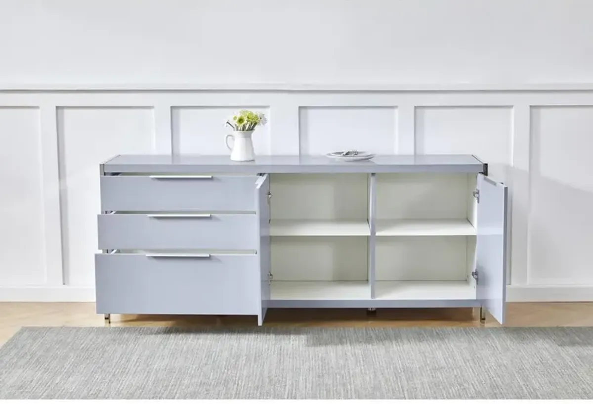 Best Quality Furniture High Gloss Gray cabinet stand with stainless steel handle