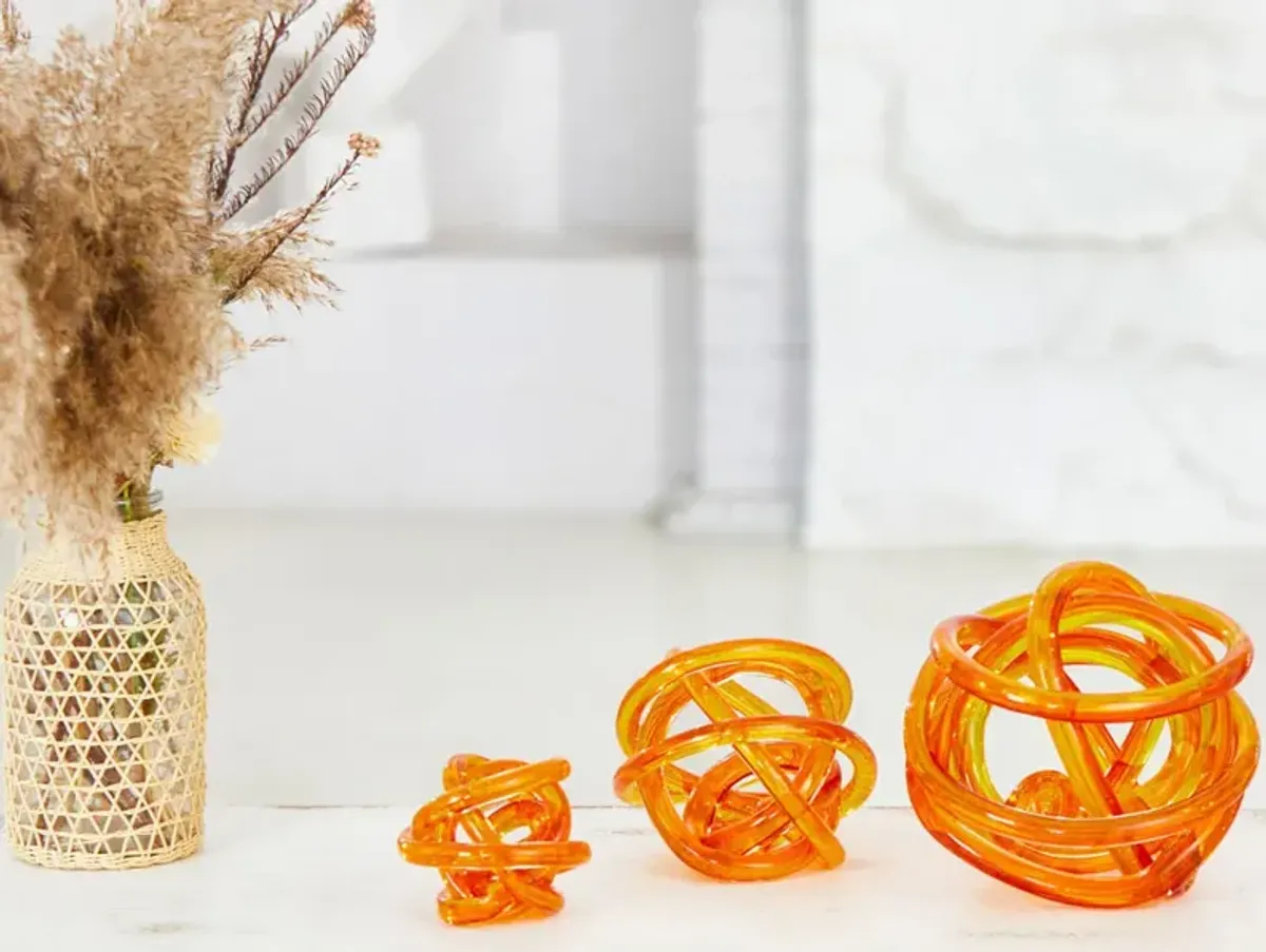 Hand Blown Infinity Knot Sommerso Art Orbit Glass Ball