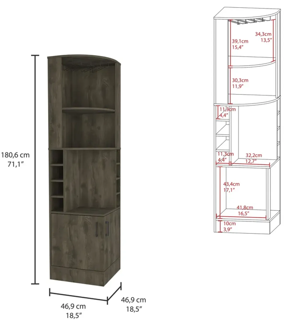 Bar Cabinet Papprika, Living Room, Dark Brown