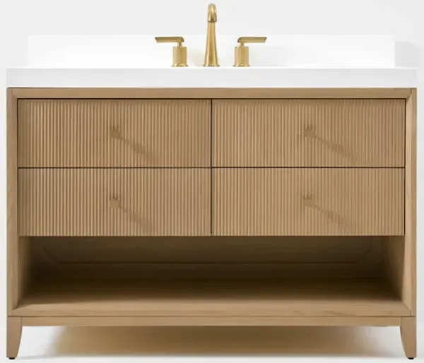 Momo 48 in. Bath Vanity Set with White Quartz Vanity Top and White Undermount Basin