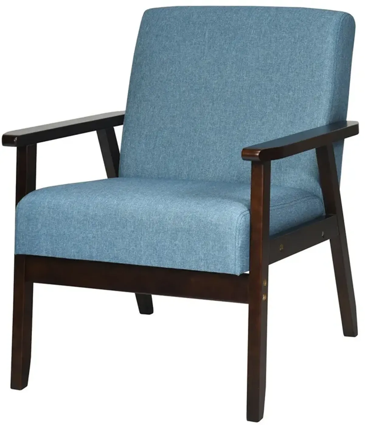 Solid Rubber Wood Fabric Accent Armchair