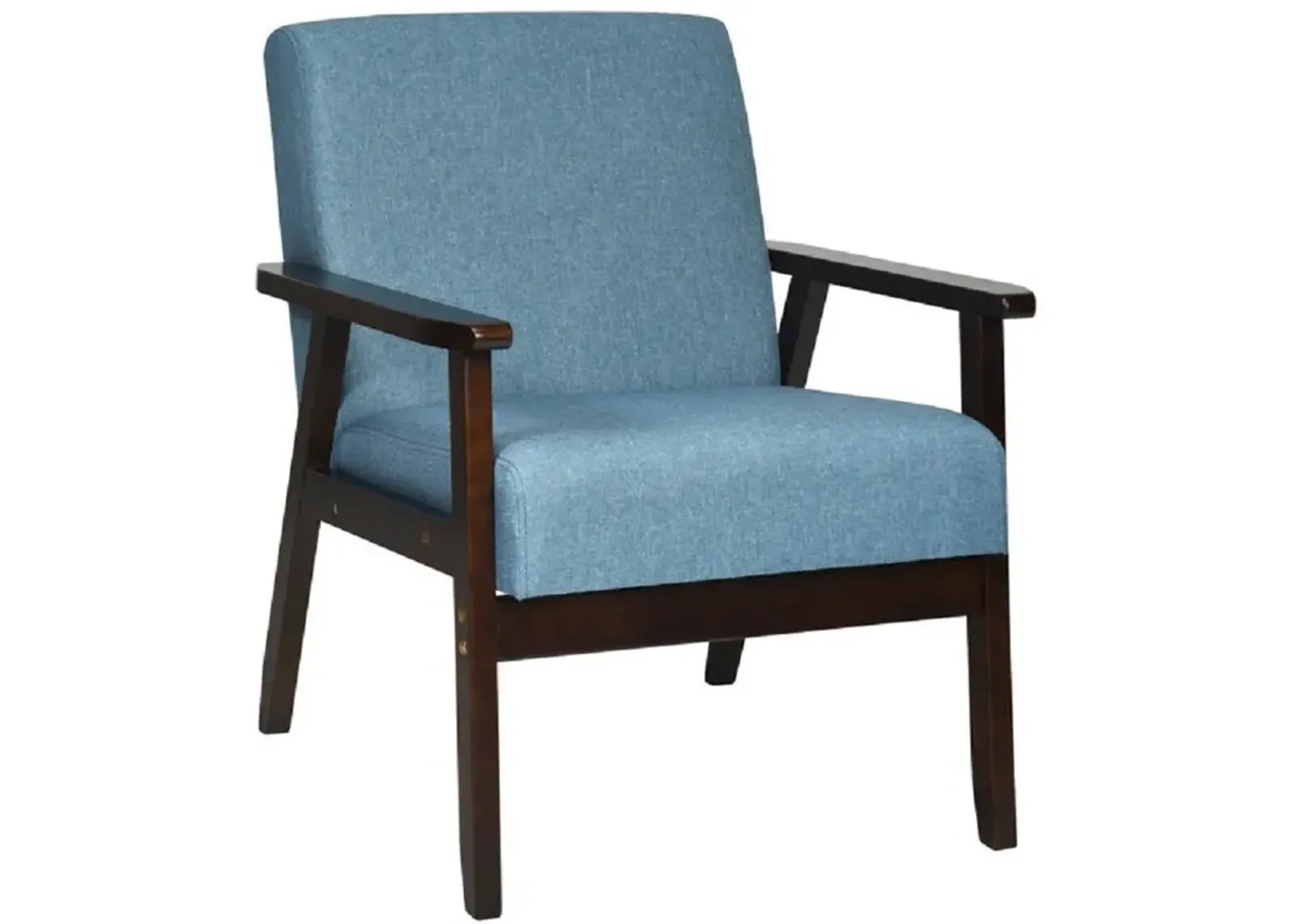 Solid Rubber Wood Fabric Accent Armchair