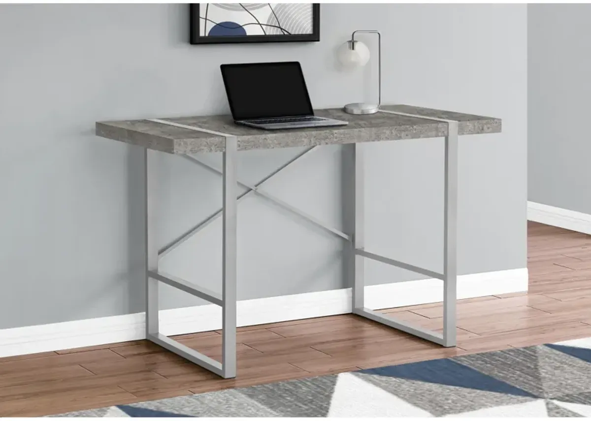 Monarch Specialties I 7662 Computer Desk, Home Office, Laptop, 48"L, Work, Metal, Laminate, Grey, Contemporary, Modern