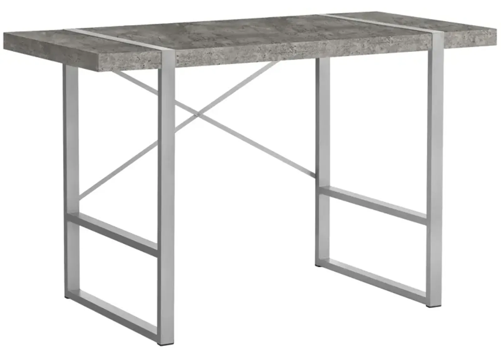 Monarch Specialties I 7662 Computer Desk, Home Office, Laptop, 48"L, Work, Metal, Laminate, Grey, Contemporary, Modern