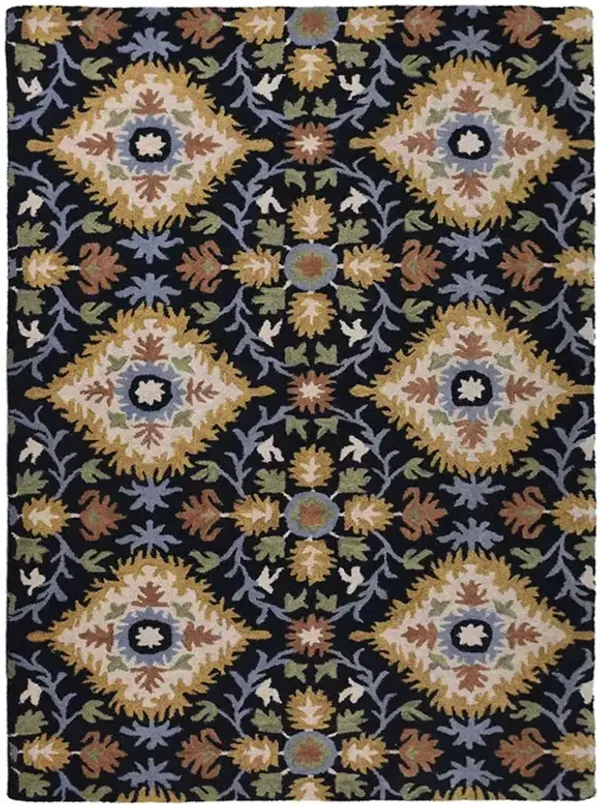 RUGSOTIC CARPETS HAND TUFTED WOOL ECO-FRIENDLY AREA RUGS  - 5'x8', Rectangle Shape, Black, Floral Modern Design, High Pile Thick Handmade Anti Skid Area Rugs for Living Room, Bed Room (K03070)