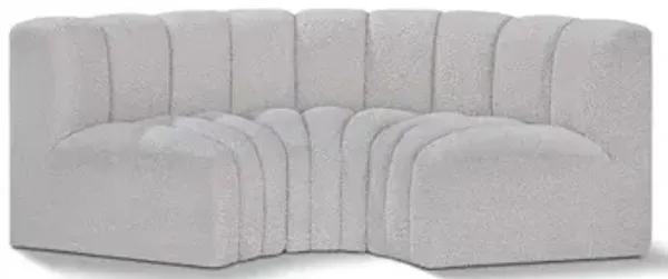 Meridian Furniture Arc Grey Boucle Fabric Modular Sofa