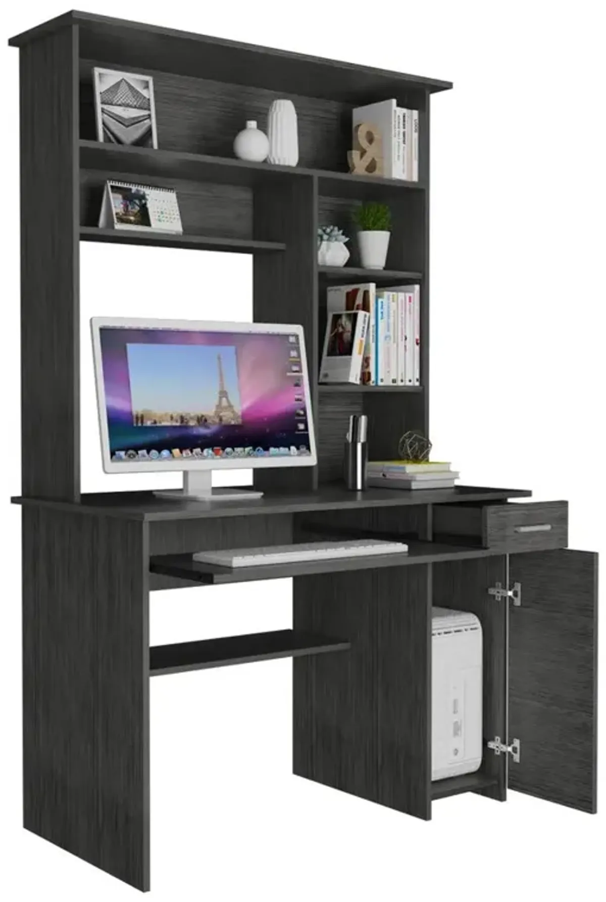 Xalo 180 Compu Hutch Desk In Grey Oak