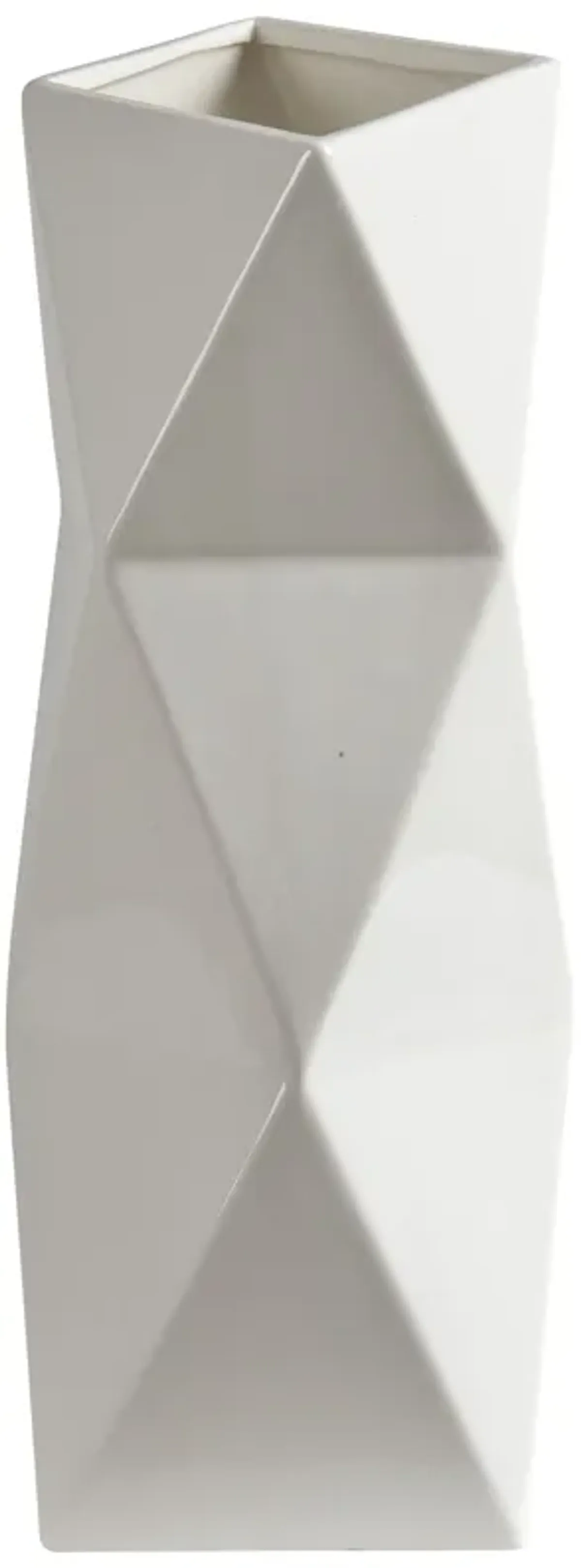 14.75" White Scandinavian Geometric Multifaceted Vase