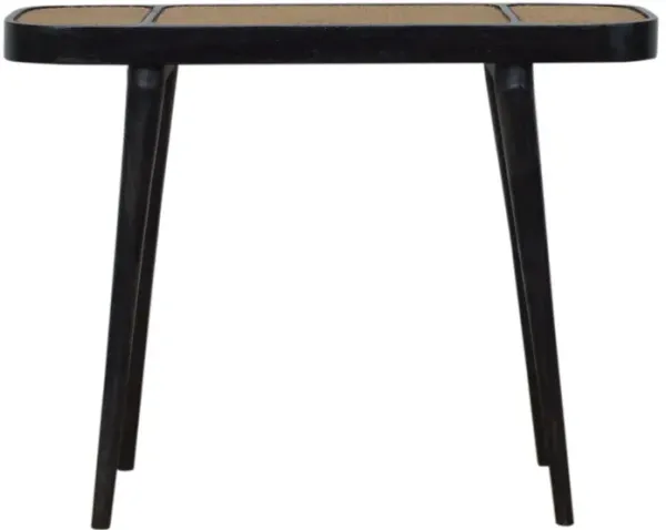 Solid Wood Ash Black Rattan Console Table
