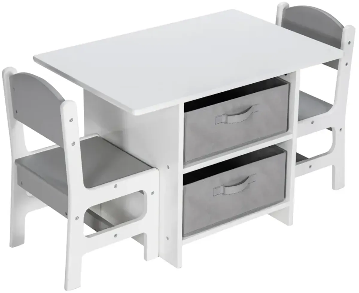 Wooden Kids Table and Chairs with Storage Baskets Puzzle