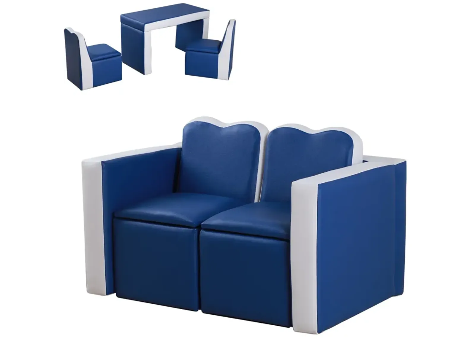 Blue Kids' Multitasker: 2-in-1 Sofa/Table Set with Storage