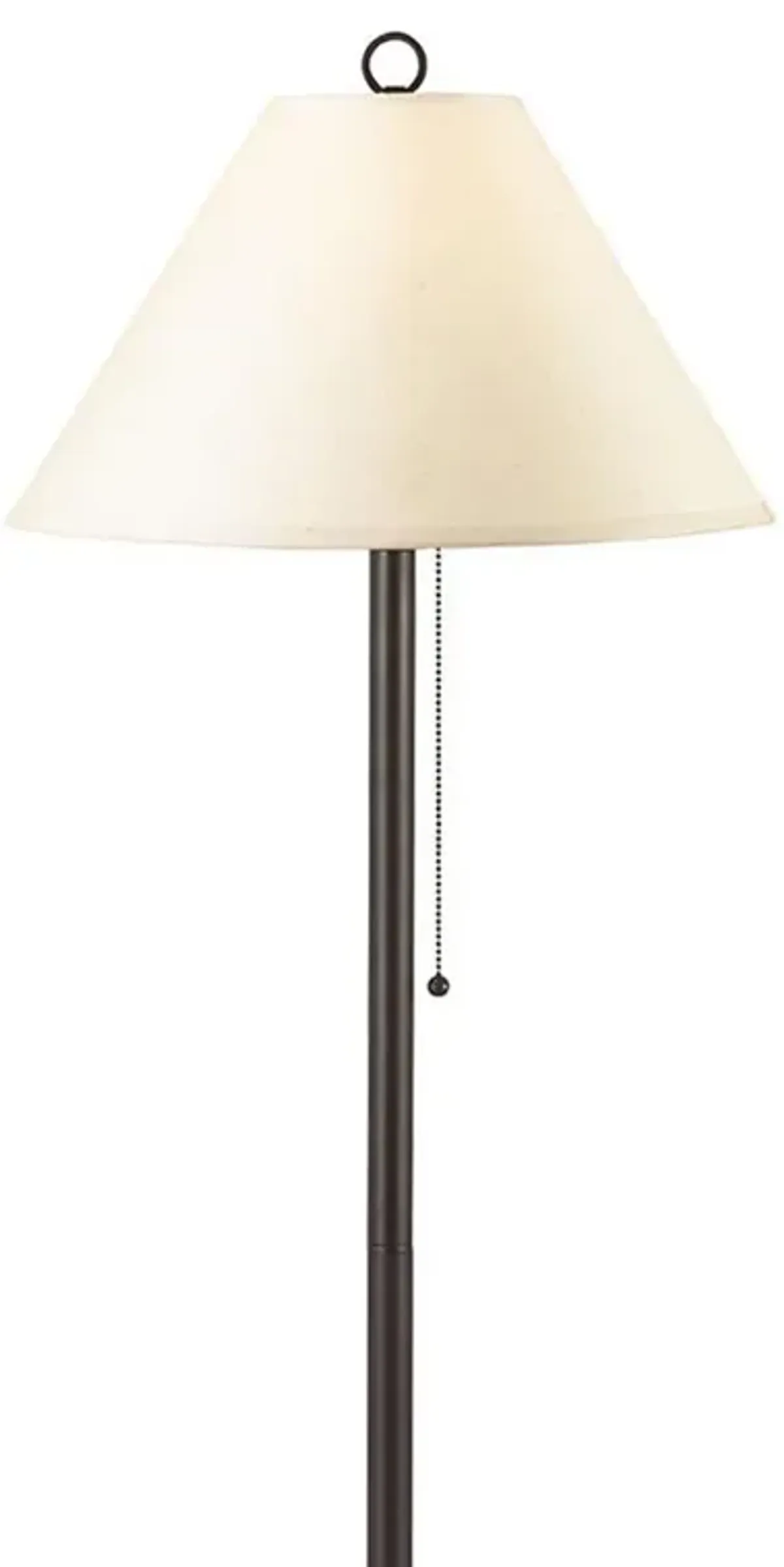 Metal Floor Lamp with Pull Chain Switch and Paper Shade, Off White and Black-Benzara