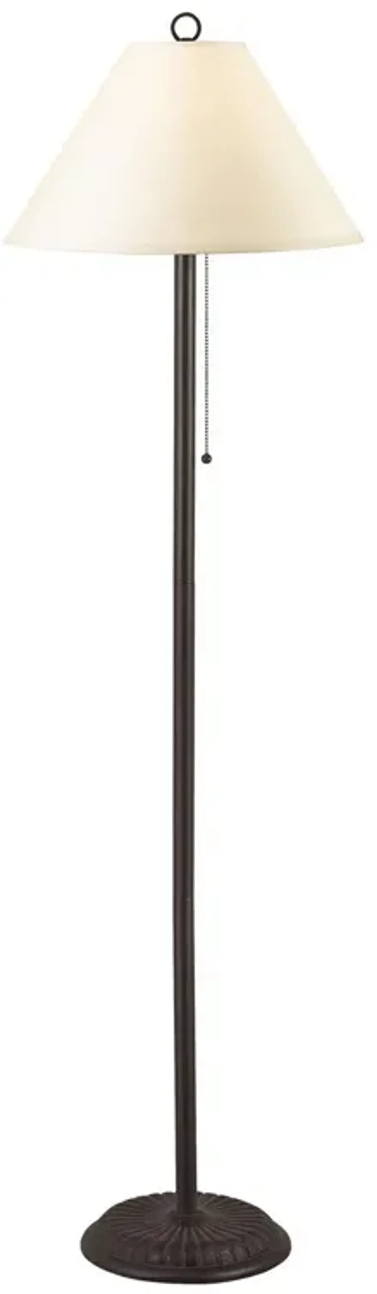 Metal Floor Lamp with Pull Chain Switch and Paper Shade, Off White and Black-Benzara