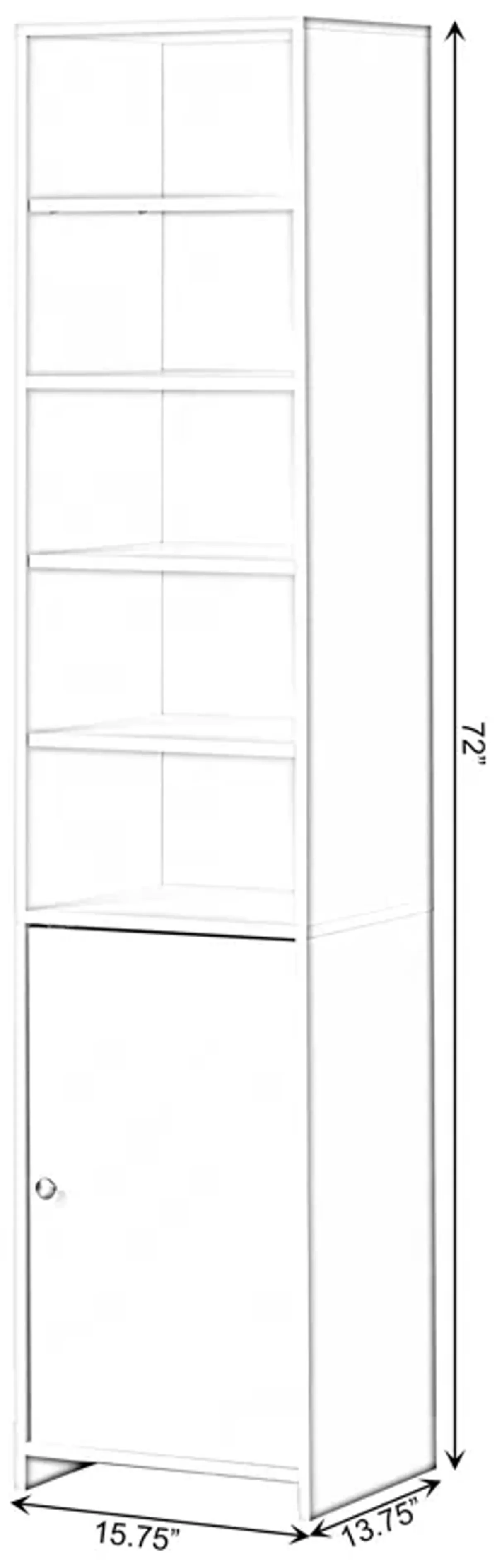 Tall Freestanding Bathroom Laundry Storage Organizer Cabinet Linen Tower, White