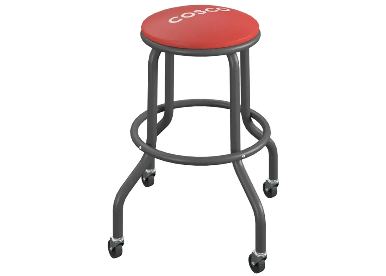 COSCO 24" Rolling Steel Work Stool with Vinyl Seat