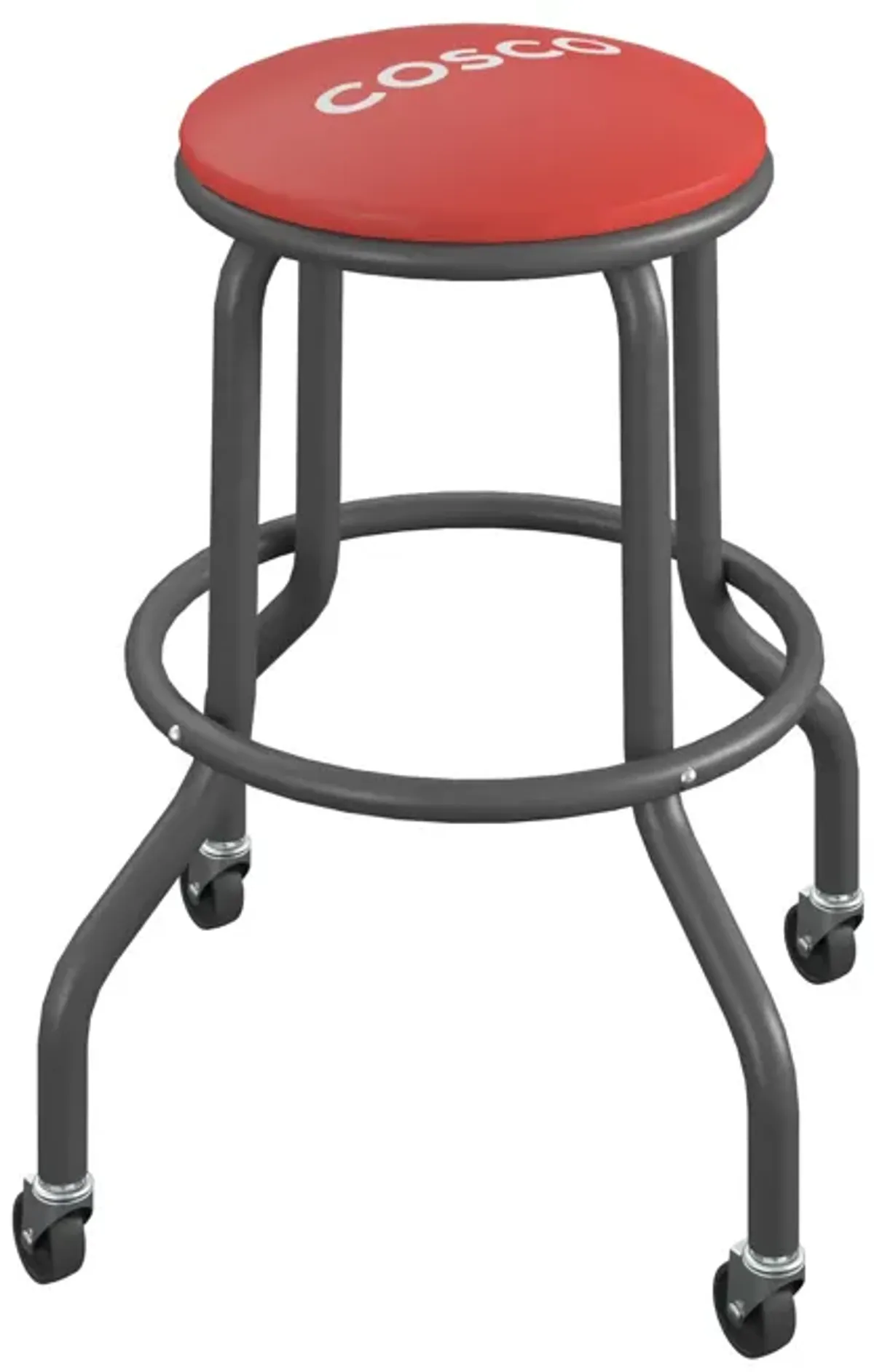 COSCO 24" Rolling Steel Work Stool with Vinyl Seat