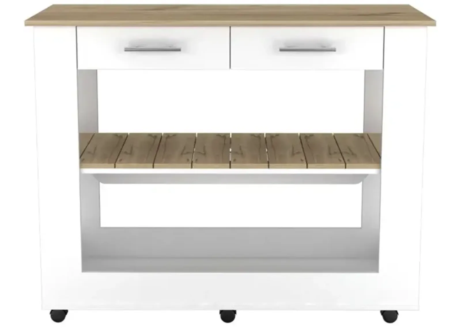 Kitchen Island 46 Inches Dozza, Kitchen, White / Light Oak