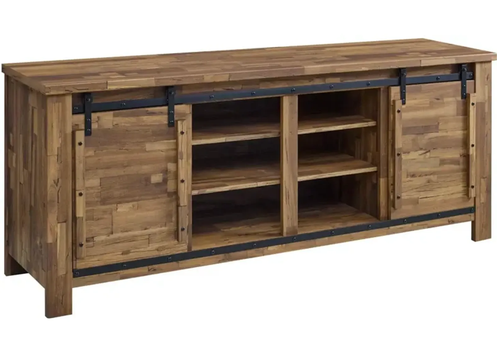 Modway Cheshire 70" TV Stand Rustic Sliding Door Dining Room Cabinet Storage Buffet Table Sideboard