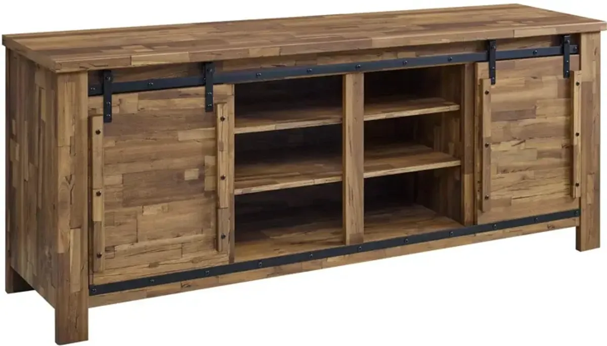 Modway Cheshire 70" TV Stand Rustic Sliding Door Dining Room Cabinet Storage Buffet Table Sideboard