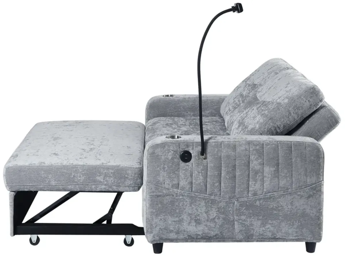 Merax Modern Loveseat Pull-out Sofa Bed with Cup Holders