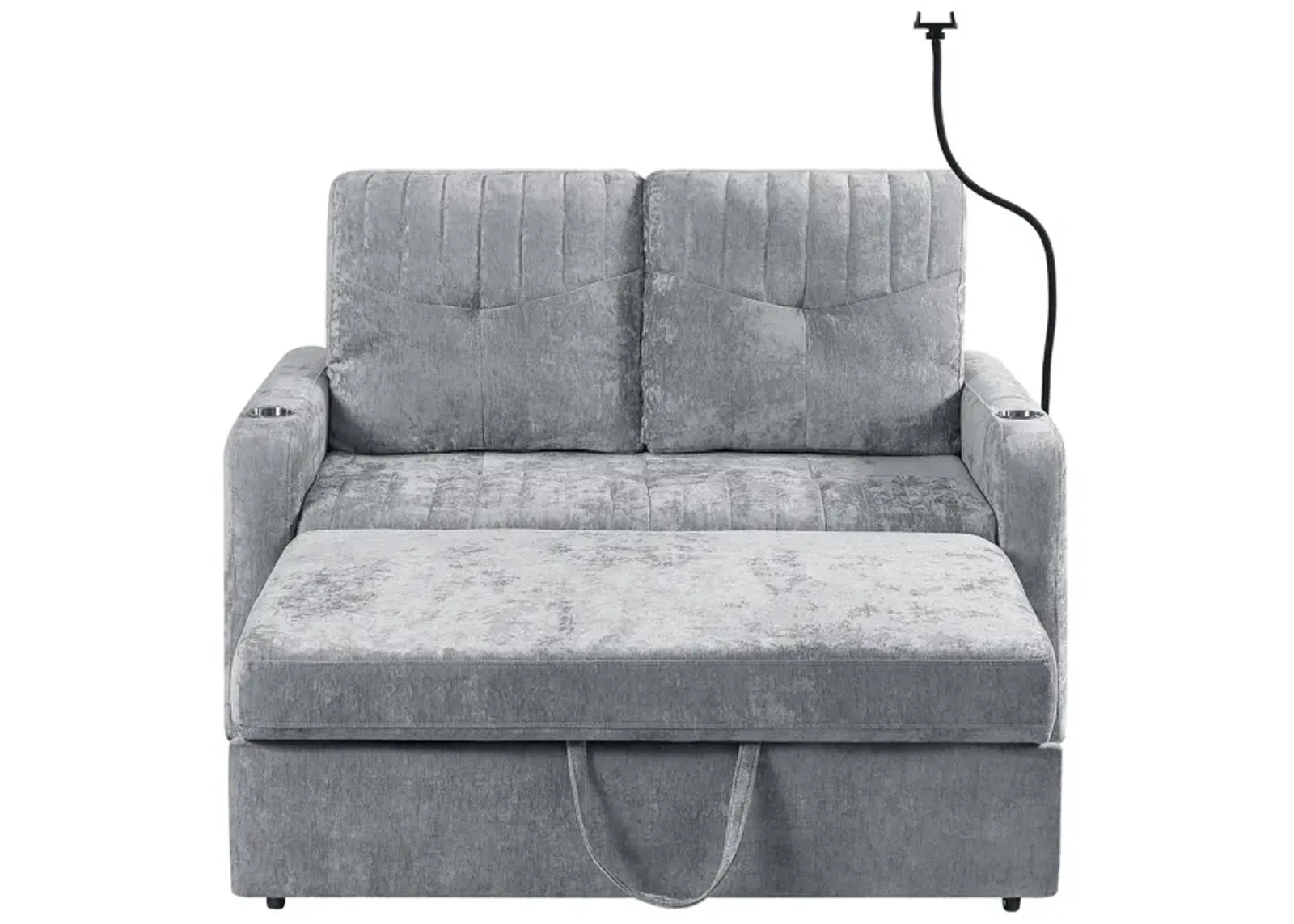 Merax Modern Loveseat Pull-out Sofa Bed with Cup Holders