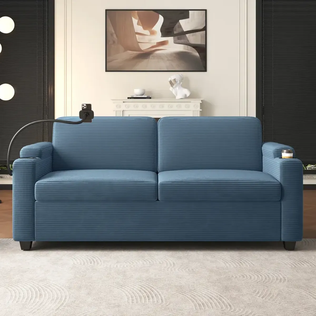 Merax  Corduroy Sleeper Sofa Loveseat Sofa with Mattress