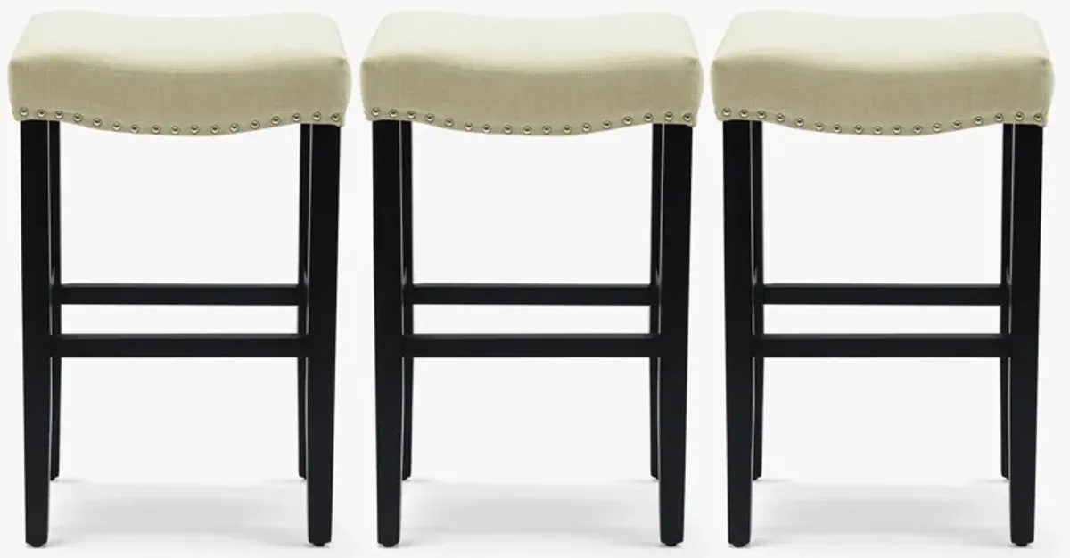 WestinTrends 29" Upholstered Saddle Seat Black Bar Stool (Set of 3)